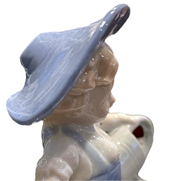 Vintage LEGO Japan Porcelain Boy with Watering Can Flower Figurine 4.75" Tall - Picture 3 of 12